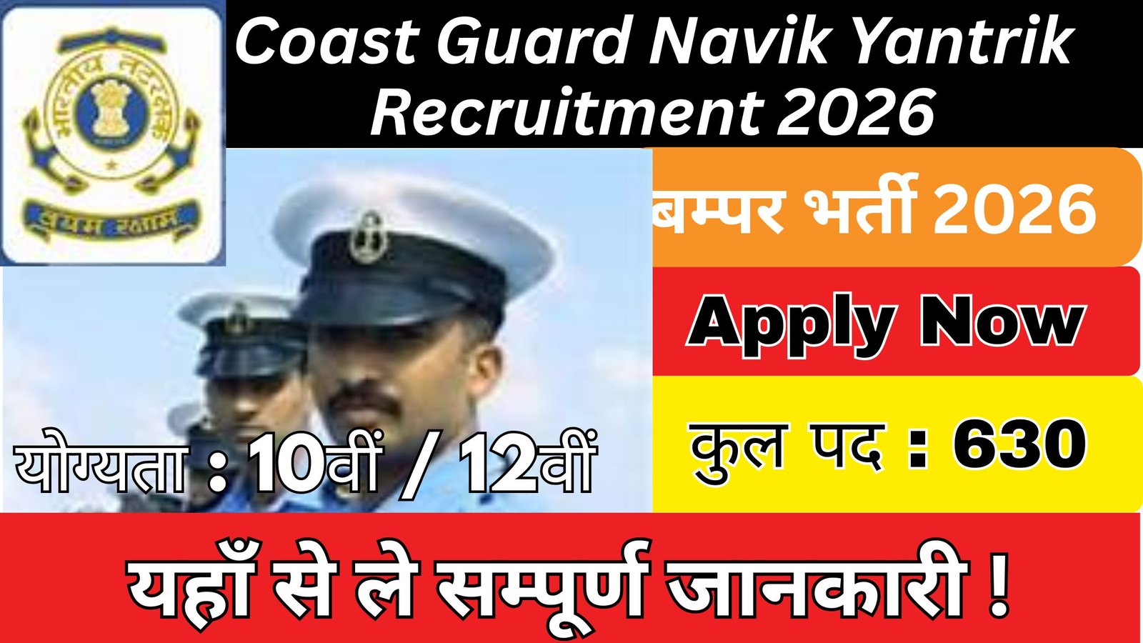 Coast Guard Navik Yantrik Recruitment 2026