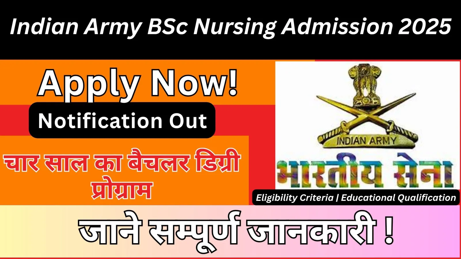 Indian Army BSc Nursing Admission 2025