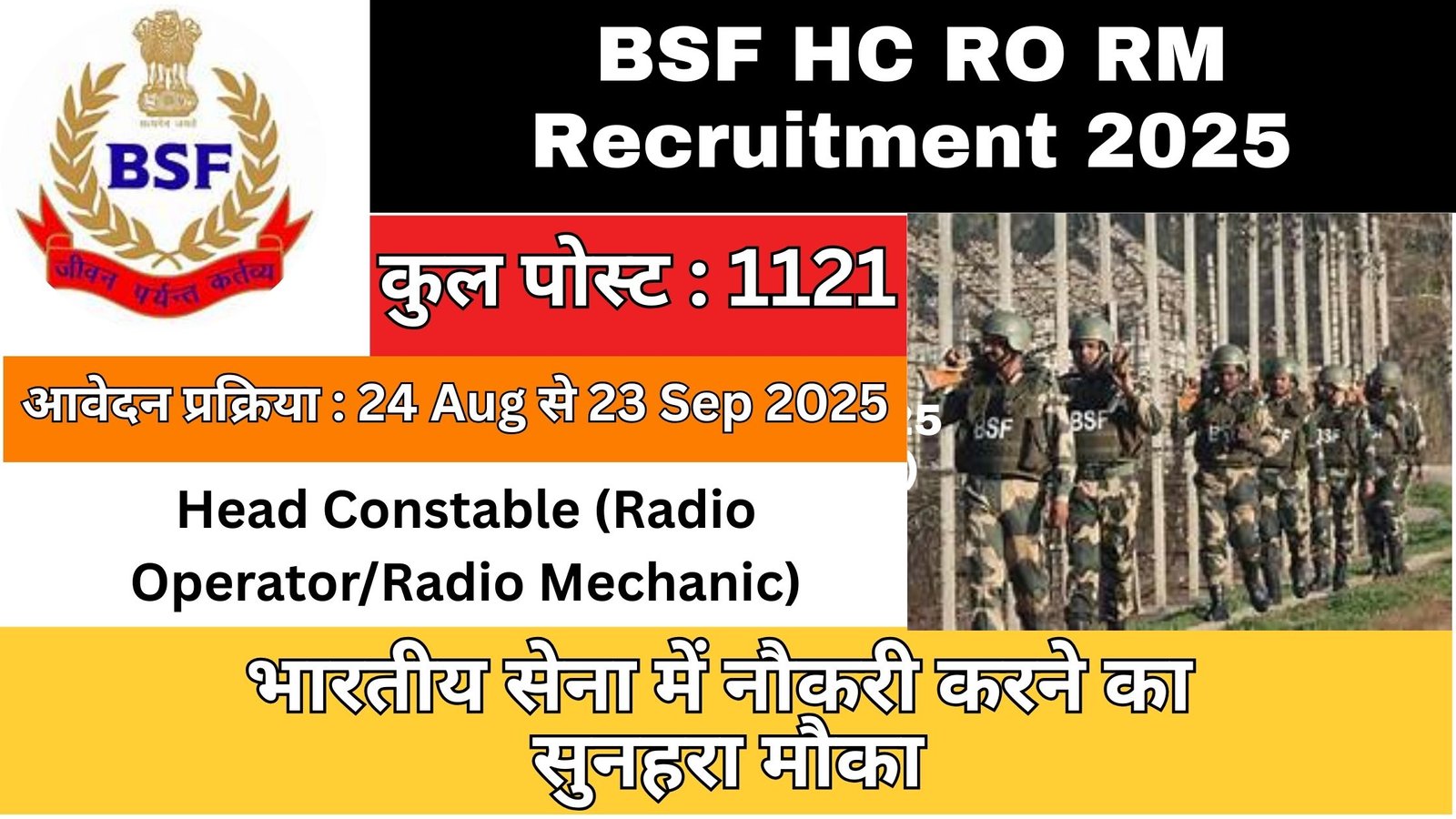 BSF HC RO RM Recruitment 2025