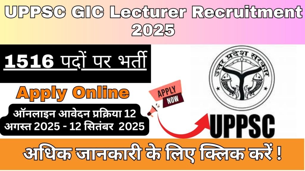 UPPSC GIC Lecturer Recruitment 2025