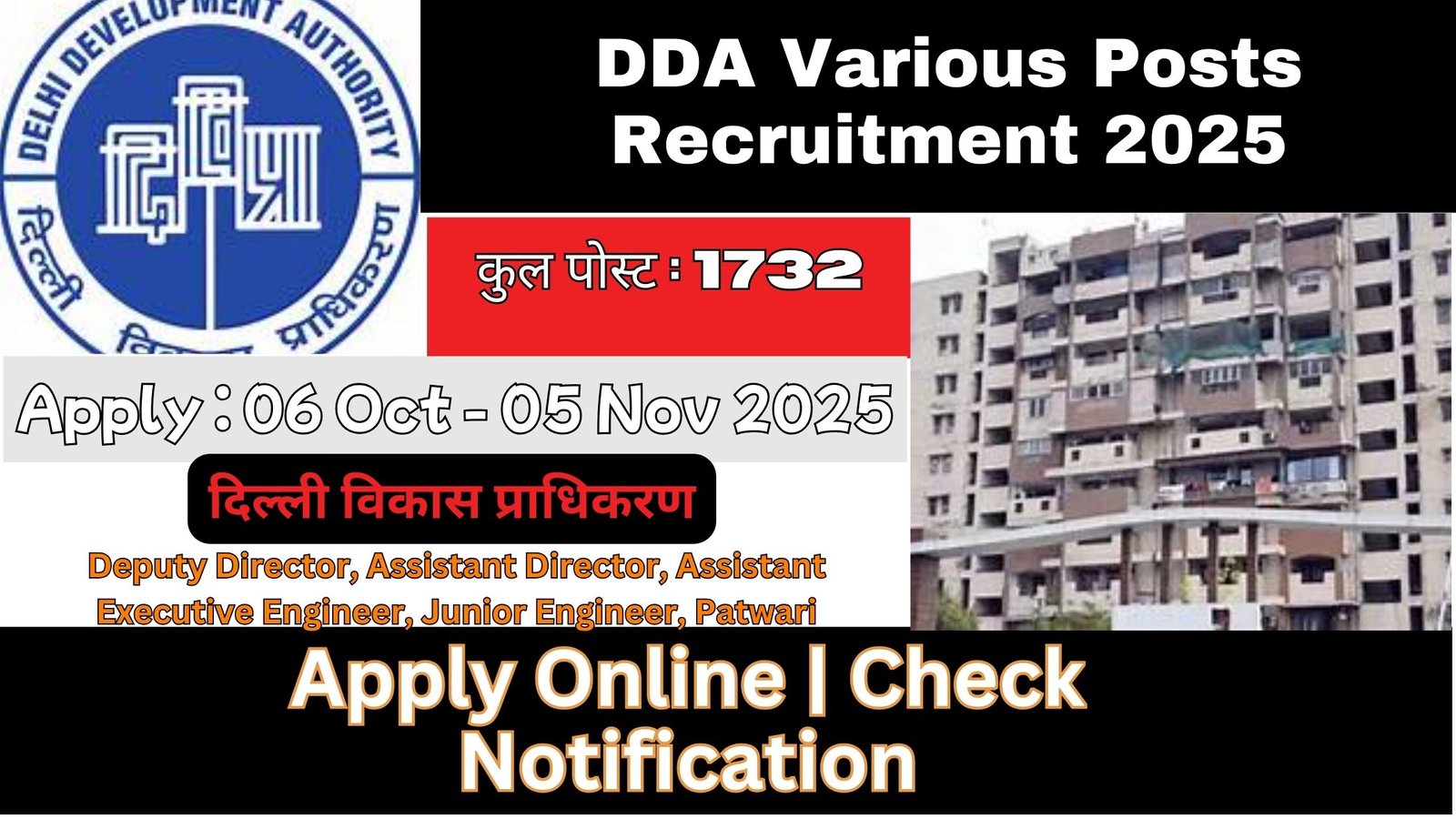 DDA Various Posts Recruitment 2025