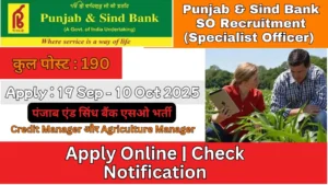 Punjab & Sind Bank SO Recruitment (Specialist Officer) 2025