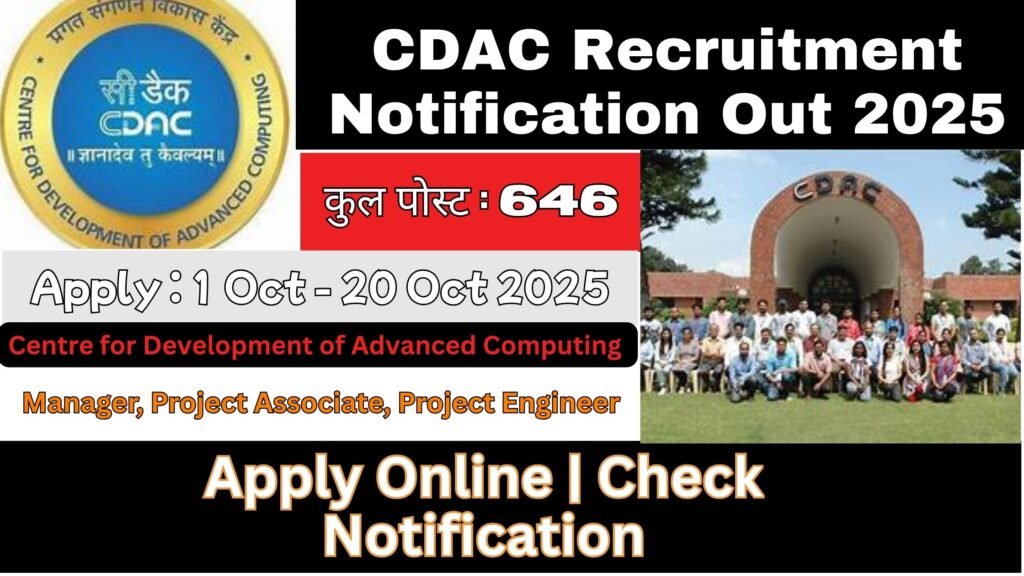 CDAC Recruitment Notification Out 2025