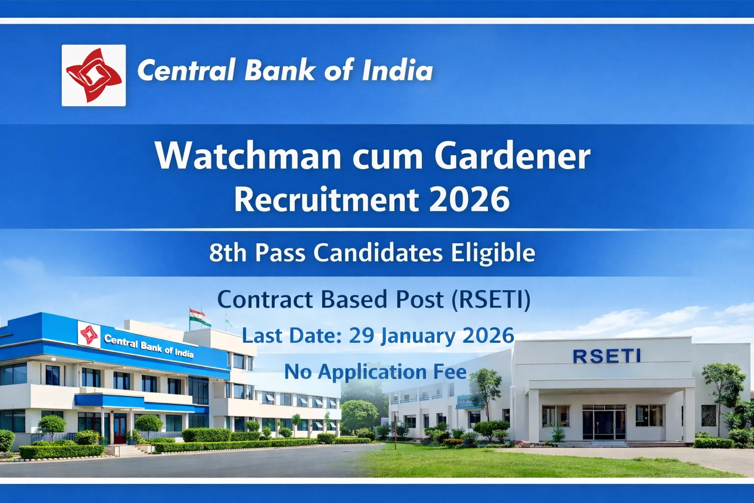 Central Bank of India Watchman cum Gardener Bharti 2026 Notification Out