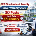 WB Directorate of Security Driver Vacancy 2026 30 Posts | Driving Test Based Selection