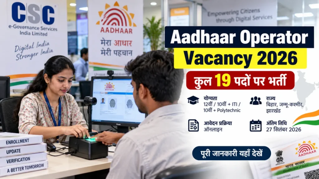 Aadhaar Operator Vacancy 2026