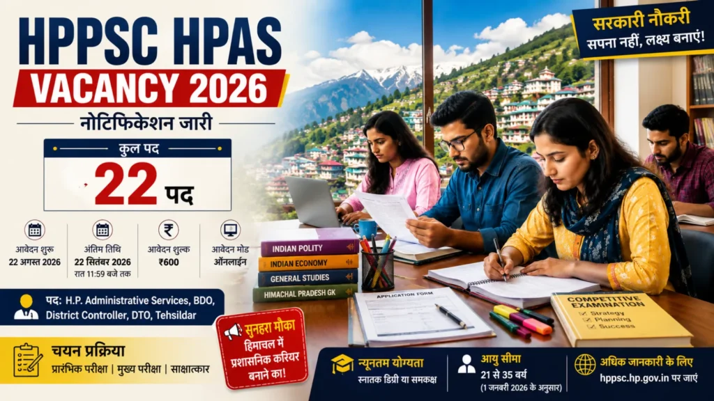 HPPSC HPAS Vacancy 2026: 22 पदों पर भर्ती, आवेदन शुरू