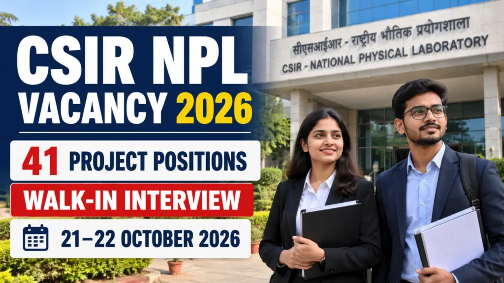 CSIR NPL Vacancy 2026: 41 पदों पर भर्ती, वॉक-इन इंटरव्यू 21-22 अक्टूबर