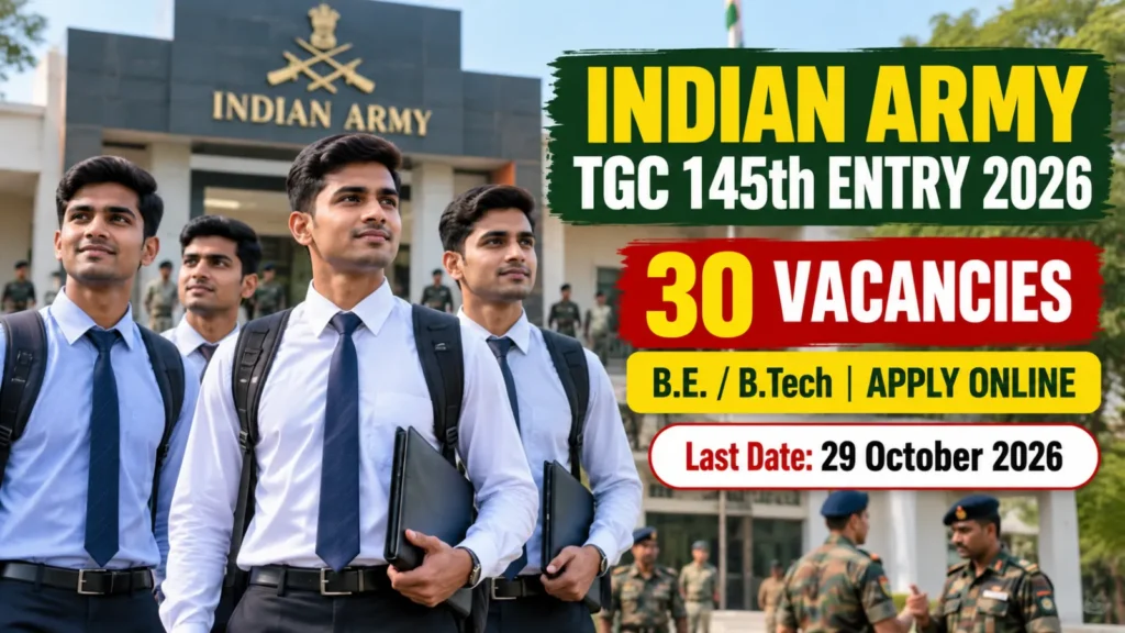 Indian Army TGC 145 Recruitment 2026: 30 पदों के लिए Apply Online शुरू