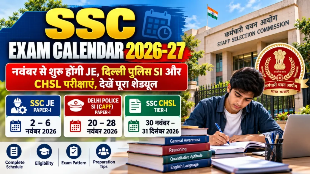 SSC Exam Calendar 2026-27: नवंबर से शुरू होंगी JE, दिल्ली पुलिस SI और CHSL परीक्षाएं, देखें पूरा शेड्यूल